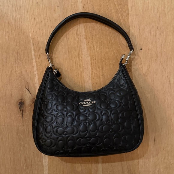 Coach Teri Hobo With Signature Leather Shoulder Bag in Black - Picture 1 of 5